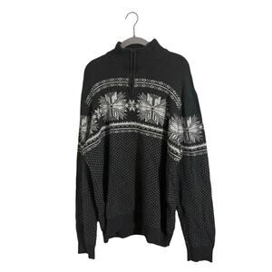 Aspen Gray Fair Isle Quarter Zip Sweater Men’s XL